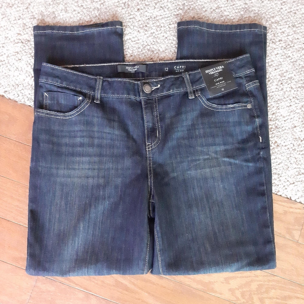NWT Simply Vera Vera Wang Mid Rise Capri Jeans size 12 - Picture 6 of 13